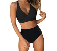Tankini Traje De Baño Mujer Este Bikini De Dos Piezas Con Bragas De Talle Alto Está Diseñado Para Mujeres Que Buscan Estilo Moderno Y Un Mantenimiento Irreprochable Para Sus Bañadas, Le Noir, L