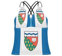 Tankini vintage de la bandera de Canadá con hoja de arce para mujer, de secado rápido, cuello en V, talla XS, Bandera de los Territorios del Noroeste, Large
