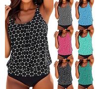 Tankinis Mujer Tallas Grandes 2026 Reductor Vientre Estampada en Lunares Traje de Baño Dos Piezas Push Up Monokini Bikini Bañadores Ropa De baño Verano Viajes Playa La Natacion