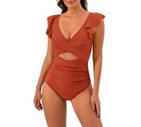 Tankinis Tallas Grandes Bañador Asimetrico Mujer Totanchini de Talle Estampado Conservador con Almohadilla para El Pecho para Mujer Sin Women Secret Bañador Camiseta (Coffee XL)