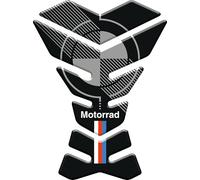Tankpad Protector Deposito Moto 3D Universal - Adhesivo Resinado Antirayaduras | Pegatina deposito Compatible con BMW Motorrad | Diseño Negro Tricolor (20x15 cm)