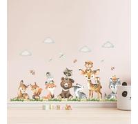 Tanlaby Bosque Animales Vinilo Pared, Giraffe Bär Eichhörnchen Fuchs Pegatinas de Pared Selva Animales Autoadhesivo Removible Vinilos Decorativos para Habitación Bebé Niños Guardería Decoracion Pared