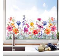 Tanlaby Colores Flores Vinilos para Cristales, Carillón de Viento Azul Vinilo Ventana Reutilizable DIY Anticolisión para Dormitorio Inicio Sala de Estar Ventana de Cristal Puertas Ventana Calcomanías