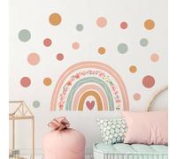 Tanlaby Grande Arcoiris flores Pegatinas De Pared Bohemias Puntos Circulares Adhesivos Vinilos Decorativos Pared para Niñas Dormitorios Cuarto de Jugar Bebés Guardería Habitación Infantiles