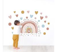 Tanlaby Grande Arcoiris flores Pegatinas De Pared Bohemias Puntos Corazones Estrellas Adhesivos Vinilos Decorativos Pared para Niñas Dormitorios Cuarto de Jugar Bebés Guardería Habitación Infantiles