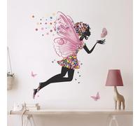 Tanlaby Niña Flor Hada Pegatinas de Pared Flores Mariposas Adhesivos Vinilos Decorativos Pared para Niñas Dormitorios Cuarto de Jugar Bebés Guardería Habitación Infantiles