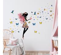Tanlaby Niña Flor Hada Pegatinas de Pared Flores Mariposas Adhesivos Vinilos Decorativos Pared para Niñas Dormitorios Cuarto de Jugar Bebés Guardería Habitación Infantiles
