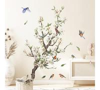 Tanlaby Pájaro en Rama Vinilos Pared, Ramas Verdes Florales Pegatinas de Pared, Pelar y Pegar Autoadhesivo Removible Vinilos Decorativos para Dormitorio Salón Oficina Sofá Fondo Decoracion Pared