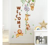 Tanlaby Pegatinas De Animales De La Selva Animales Trepadores Enredadera CalcomaníAs De Pared Perezoso Koala Tigre Mono LeóN Autoadhesivo Arte De Pared Adhesivo Removible Para Dormitorio