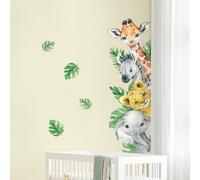 Tanlaby Pegatinas de Pared Animales de la Selva Murales y Vinilos Infantiles con Jirafa, Cebra y Hojas Verdes Jungla Adhesivos Decorativos para Pared de Bebé, Habitación Infantil y Guardería