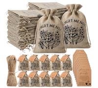 Tanlade 50 juegos de recuerdos funerarios Forever in Our Hearts, bolsa organizadora de semillas de arpillera con etiquetas conmemorativas de oración y cordel para celebración de la pérdida de vida de