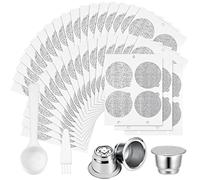 Tanlade Tapas de aluminio para espresso, sellos de papel de aluminio para cápsulas de espresso reutilizables, cápsulas de café recargables de acero inoxidable con tapas adhesivas de cápsulas de café, compatibles con máquinas Nespresso, 2 tazas, 300 tapas