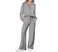 TANMESSO Conjunto de sudadera de 2 piezas para mujer, sudadera y pantalones deportivos de gran tamaño 2025, conjunto de chándal para estar en casa, gris, M