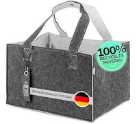 TANNDESIGN - Cesta de la compra y cesta de leña de botellas de plástico reciclado (bolsa de fieltro) - Cesta de madera para leña y leña - Cesta de la compra para compras y uso diario - Bolsa de