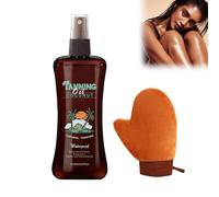 Tanning Oil Aceite de bronceado 240 ml, aceite bronceador para playa y baño de sol, color marrón natural, incluye guante de aplicación de aceite de bronceado