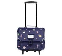Tann's - Mochila con ruedas, 38 cm Les Fantaisies Louna Bleu - Bordados estrellas brillantes - Mochila trolley para niña 2 fuelles - CP CE1 CE2, azul, 38 x 37 x 20 cm