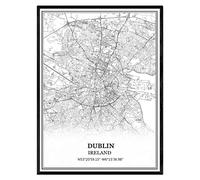 TANOKCRS Dublín Irlanda Mapa de pared arte lienzo impresión cartel obra de arte sin marco moderno mapa en blanco y negro recuerdo regalo decoración del hogar -11x14 inches