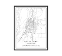 Tanokcrs Greenville Mississippi America - Lienzo decorativo para pared, diseño de mapa de la ciudad, sin marco, moderno, simple, decoración para el hogar y la oficina, 28 x 35 cm