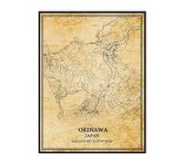 TANOKCRS Okinawa Japón - Póster de mapa vintage para pared, diseño de mapa de carretera de la ciudad, regalo de recuerdo de viaje, decoración del hogar, sin marco