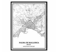 TANOKCRS Palma de Mallorca España Mapa de pared arte lienzo impresión cartel obra de arte sin marco moderno mapa en blanco y negro recuerdo regalo decoración del hogar -11x14 inches