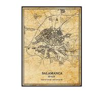 TANOKCRS Póster de mapa vintage de Salamanca, España, obra de arte de pared, mapa de carreteras de la ciudad, impresión de recuerdo de viaje, regalo, decoración del hogar, sin marco