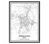 TANOKCRS Torrelavega España Mapa de pared arte lienzo impresión cartel obra de arte sin marco moderno mapa en blanco y negro recuerdo regalo decoración del hogar -11x14 inches