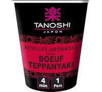 Tanoshi Fideos Cup Teppanyaki Carne de vacuno, 65 g, 3 unidades