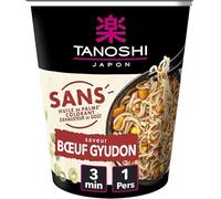 Tanoshi - Lote de 3 fideos sin color, carne de res, 64 g