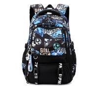 Tanou Mochila Adolescente Chico, Mochilas Escolares de Futbol para Niños 12+ años, Mochila Grande para Colegio y Instituto en Nylon, Negro/Azul