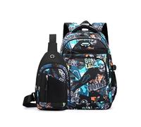 Tanou Mochila Escolar Adolescente Niño, Mochilas Escolares Grandes para Chico de 10 a 18 años, Mochila Instituto de Nylon Impermeable de 2 Piezas con Bolso de Pecho, Fútbol Verde