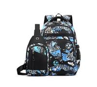Tanou Mochila Escolar Adolescente Niño, Mochilas Escolares Grandes para Chico de 10 a 18 años, Mochila Instituto de Nylon Impermeable de 2 Piezas con Bolso de Pecho, Fútbol Azul