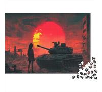 Tanque and Chica Puzzles 1000 Piezas The End of Guerra Puzzle De Madera Impresión De Alta Definición Multicolor Mejor Regalo 1000pcs (75x50cm)