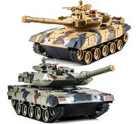 Tanque Control Remoto 1/24, Tanques Radiocontrol Russian T90 vs German Leopard II, 2,4 GHz Tanque de Guerra con Luz y Humo, Efectos de Sonido, Juguetes de Tanque Apto para Niños a Partir de 6 Años