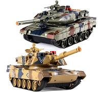 Tanque Control Remoto 1/24, Tanques Radiocontrol USA M1A2 VS Ger Leopard II, 2,4 GHz Tanque de Guerra con Luz y Humo, Efectos de Sonido, Juguetes de Tanque Apto para Niños a Partir de 6 Años