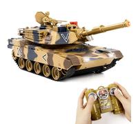 Tanque Control Remoto 1/24, USA M1A2 Radio Control, Tanque RC con Efectos de Sonido, Luces y Humo, 2.4GHz Teledirigido para Niños, Regalos a partir de 6 Años
