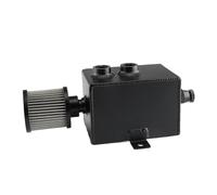 Tanque de aceite universal de aluminio para automóvil de 1L/2L, con deflector 10AN, respiradero y grifo de drenaje, forma cuadrada.(1L Black)