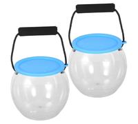 Tanque de Acuario Portátil Transparente con Tapa y Asa, Plástico | Pack de 2 Piezas, Uso Interior y Microlandscape, para Peces y Vida Marina
