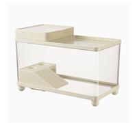 Tanque de Acuario Tanque de alimentación for Tortugas, Uso doméstico, Plataforma Escalada Cubierta, Drenaje Inferior(Milk Yellow)