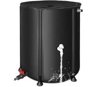 Tanque de agua portátil, recolección de agua de lluvia plegable con malla superior, bajante plegable con soporte, grifo y tapa con cremallera, barriles y depósitos de agua for jardín.(Black,750L)