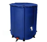 Tanque de agua portátil, recolección de agua de lluvia plegable con malla superior, bajante plegable con soporte, grifo y tapa con cremallera, barriles y depósitos de agua for jardín.(Blue,50L)