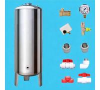 Tanque de almacenamiento de agua a presión - 16-185 galones - de acero inoxidable 304, para sistemas de agua, hogar, granjas, baños, jardines y cocinas(155x60cm(500L/132Gal))