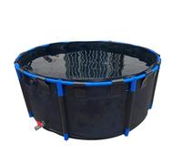 Tanque de almacenamiento de agua para estanque de piscina de acuario con válvula de drenaje, plegable al aire libre, lona redonda de PVC para criar peces y peces dorados