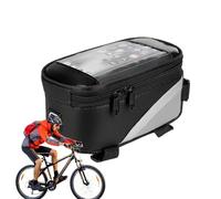 Tanque de bicicleta impermeable - Puerto de teléfono con pantalla táctil | Diseño duradero: bolsa de almacenamiento para bicicleta con cremalleras dobles, tiras reflectantes de seguridad