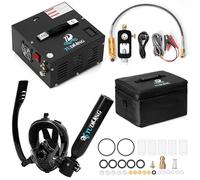 Tanque de Buceo TUDIVING de 0.5L, Tanque de pulmón con compresor, Mini Cilindro de oxígeno con máscara Facial Completa, Kit de Buceo portátil para Viaje(S200Plus Black-A4)