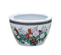 Tanque de cerámica para peces de loto, lirio de agua, pecera, grande, especial, para sala de estar, balcón, jardín, decoración, cilindro, pecera de vidrio (42 cm)