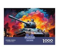 Tanque de Combate Moderno Puzzle de 1000 Piezas Papel Puzzle para Adultos Escena de Ruinas Urbanas Relajación Puzzle para Toda la Familia Decoración Hogar Regalo 52x38cm/1000pcs
