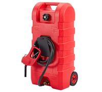 Tanque de combustible portátil 57L con bomba de sifón manual - manguera de 3 m y boquilla para gasolina/diésel, caudal de 7,5 l/min - Tanque robusto con válvula de cierre y transferencia rápida (rojo)