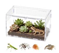 Tanque de cría acrílico, hábitat de araña saltadora, terrario de 6 x 4 pulgadas con función a prueba de escape, ventilada, casa de reptiles con estilo transparente, de observación para