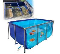 Tanque de cría de peces de PVC flexible con marco de acero, piscina acuática para mascotas, para patio trasero, ventana de visualización transparente, fácil montaje, ideal para entusiastas de peces y