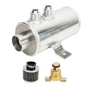 Tanque de lata de captura de aceite de 750 ml, tanque de ventilación de aceite universal con filtro de ventilación, depósito de aceite de aleación de aluminio duradero a prueba de (Plata)